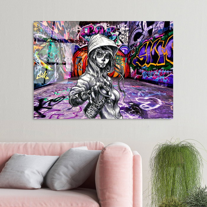 Wallity Pintura en Vidrio Templado Decorativo Multicolor 70 x 100 cm